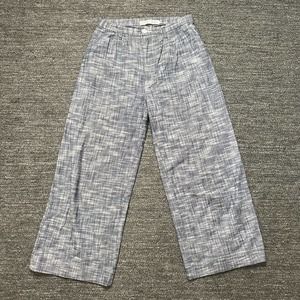 Christy Dawn Pants Women Medium Blue Wide Leg Pleated Lightweight Crop Beach